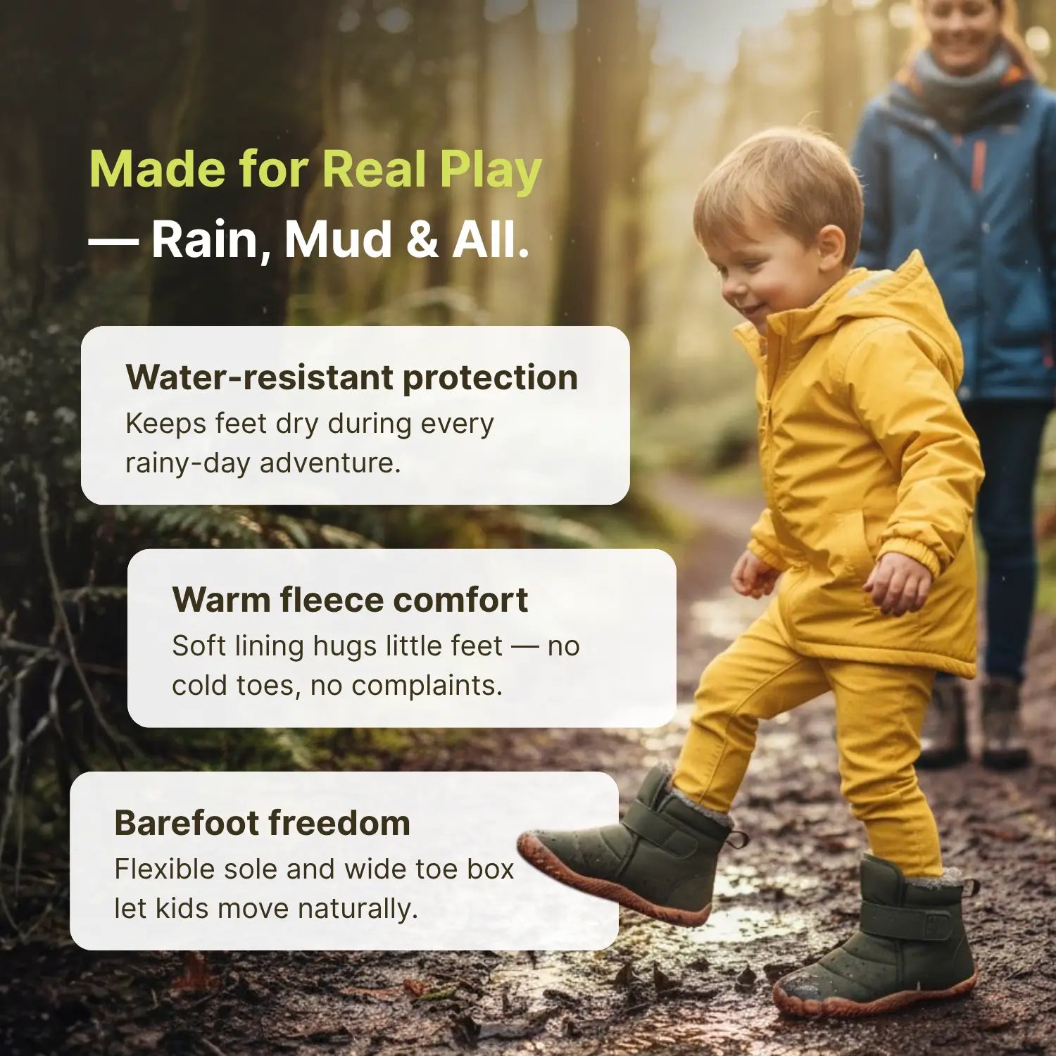 Family Bundle – 99.7% Waterproof & Snowproof Winter Barefoot Boots + Kids Winter Insulated High-Top Barefoot Boots