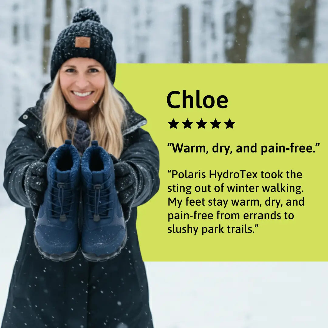 Polaris HydroTex™ – 99.7% Waterproof & Snowproof Winter Barefoot Shoes with Cosy Fleece Lining (Unisex)