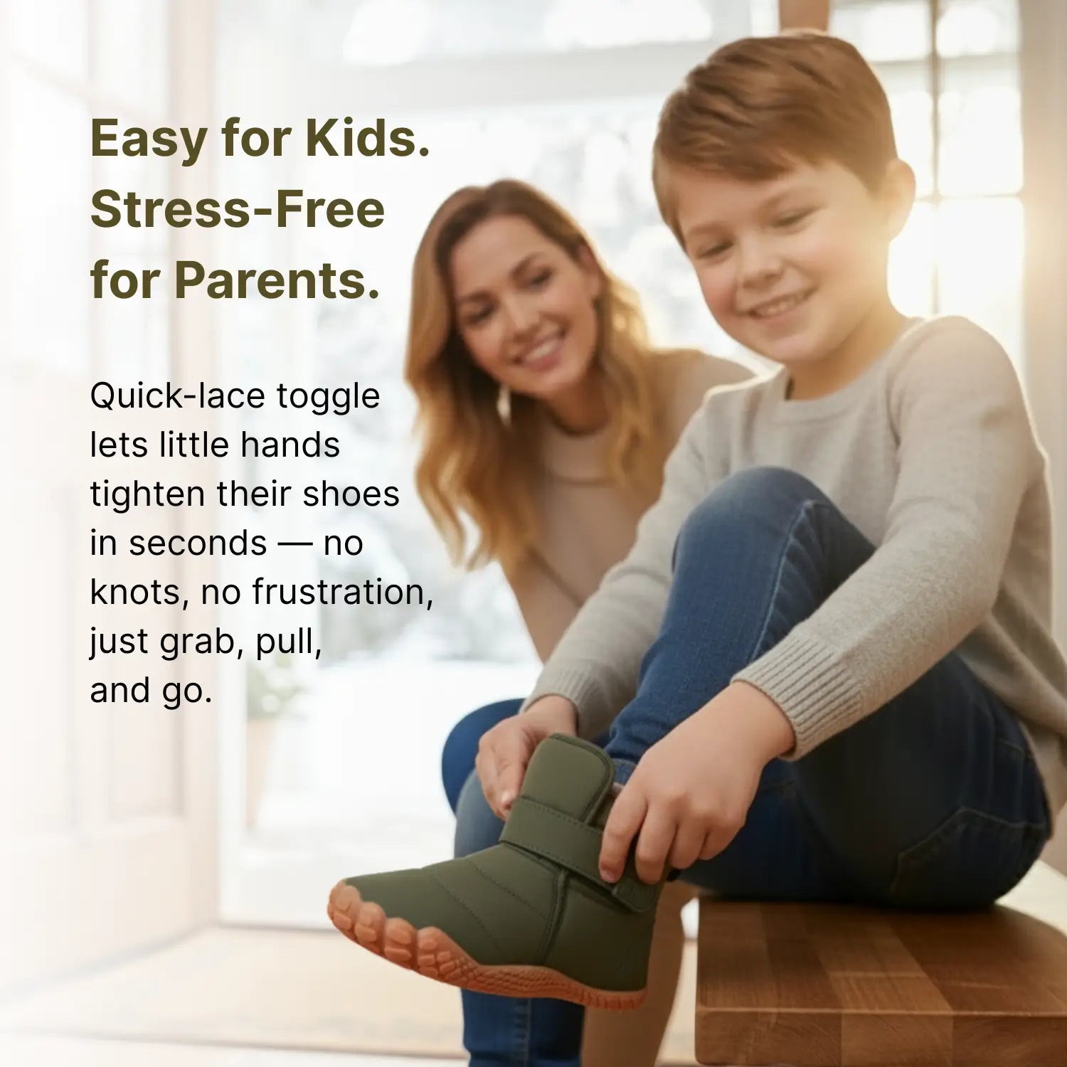 Polar Kids - Kids Winter Insulated High-Top Barefoot Shoes with Non-Slip Sole & Fleece Lining (2 - 10 Years)